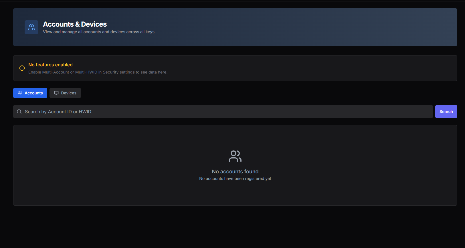 Account Limits — accounts and devices management