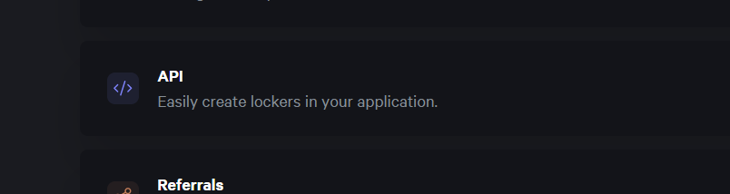API section in Lockr.so settings