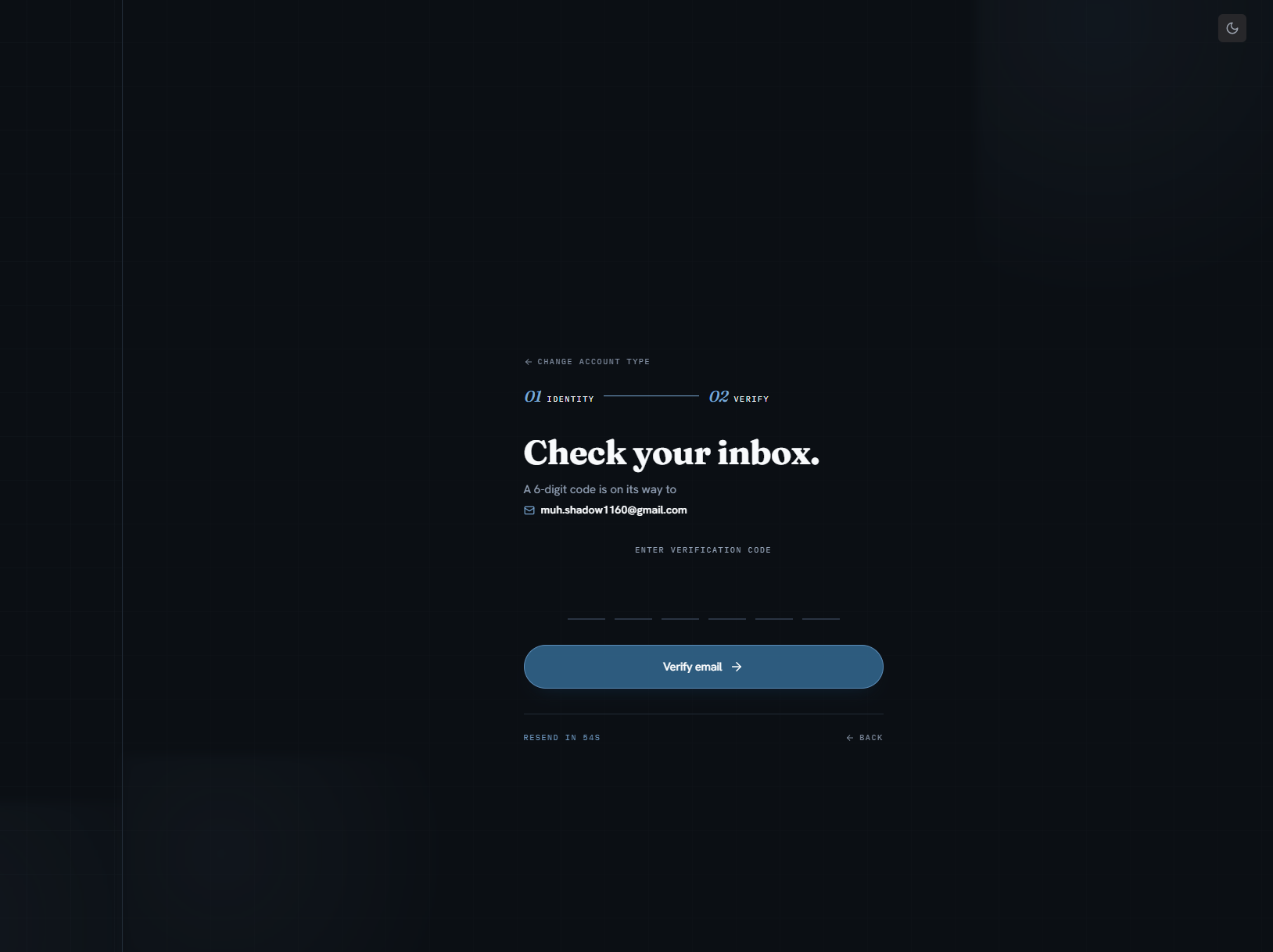Email verification prompt